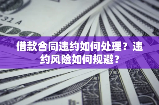 济南借款合同违约如何处理？违约风险如何规避？